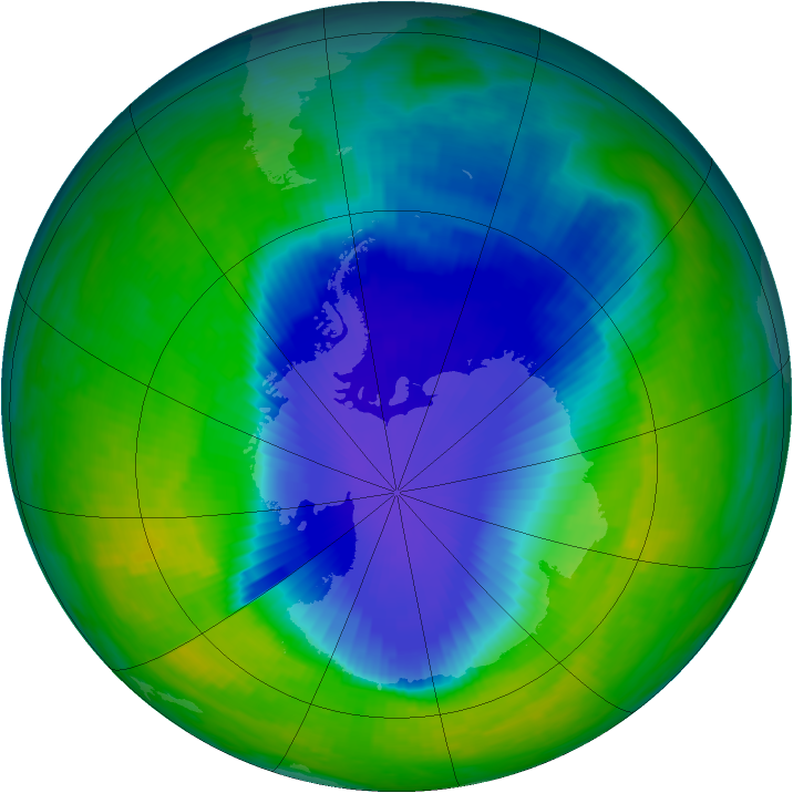 Antarctic ozone map for 19 November 1993